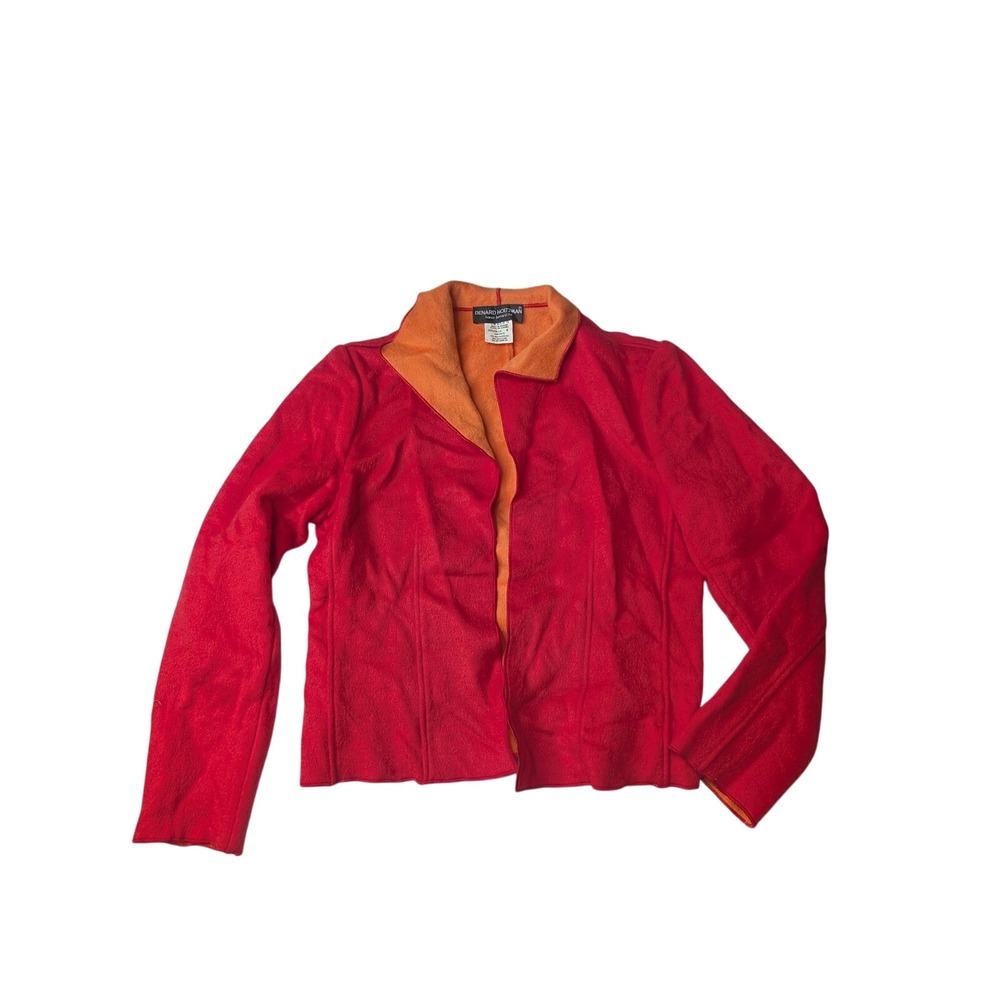 Benard Holtzman Red Orange Wool‎ Blend Jacket Size 4 Cropped Retro